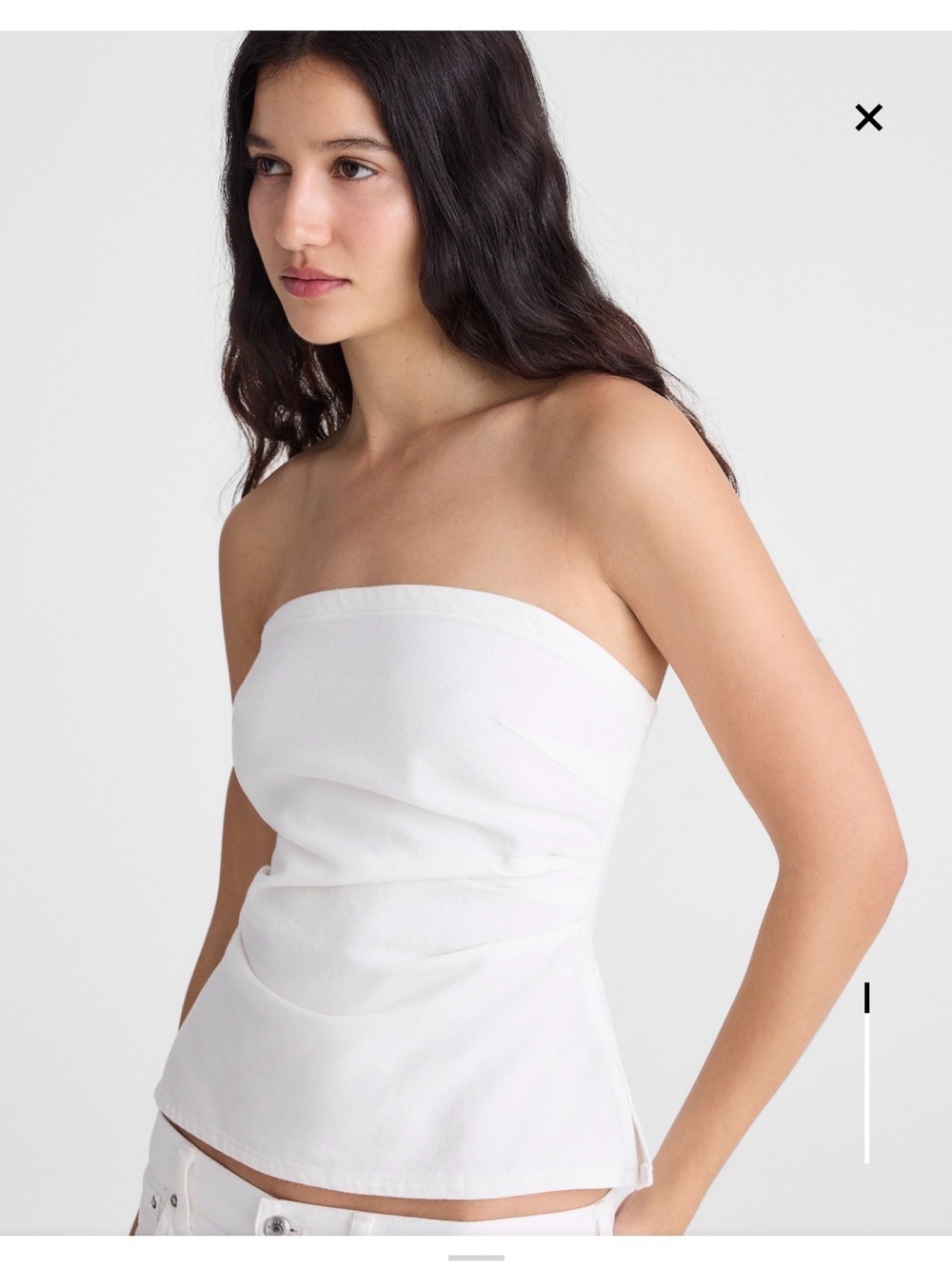 Madewell Airy Denim Ruched Squareneck Tank in Tile White